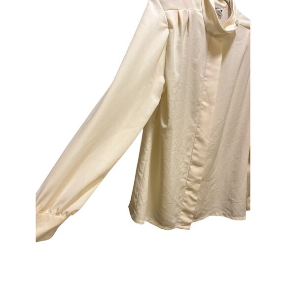 Vintage Pendelton Cream Mock Neck Button Blouse Size 10 - Picture 6 of 11